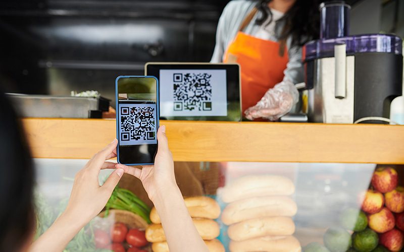 Mobile Business taking payments using a QR Code.