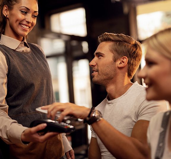 Trust Payments terminal connecting to Wi-Fi network. Step-by-step screen showing Quick Menu and network settings